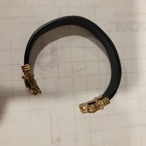Jewelmint Lioness Head Bracelet Gold Tone with a Leather Band